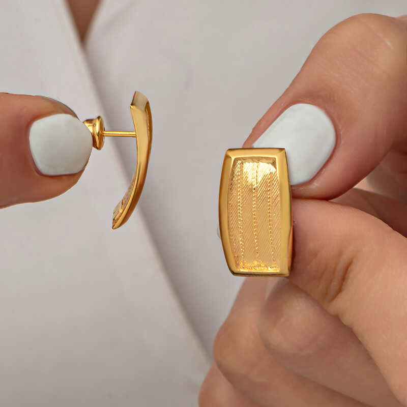 Trabzon Mesh Women's Gold Plated Silver Earrings