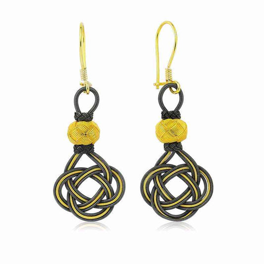 Trabzon Weave Kazaziye Women's Gold Plated Silver Earrings