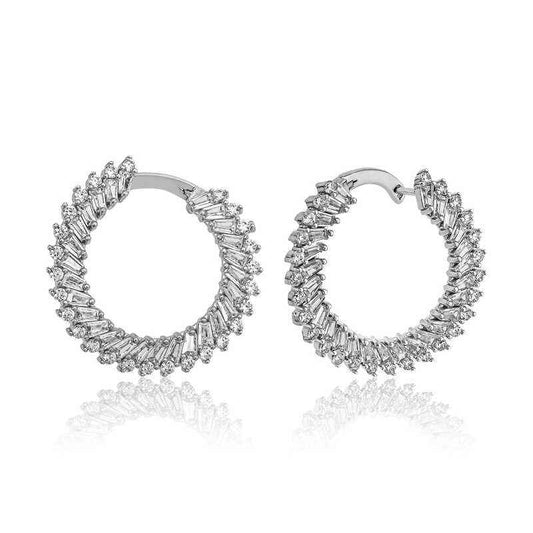 Trapez Stone Women's Silver Earrings