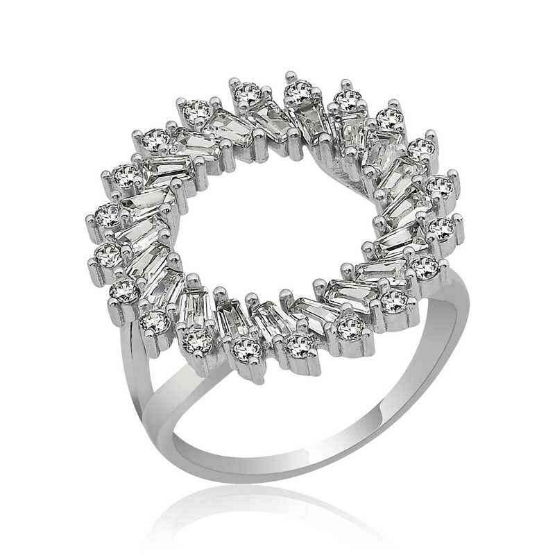 Trapez Stone Women's Silver Ring
