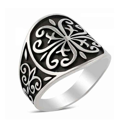 Turkish Motif Men's Silver Ring