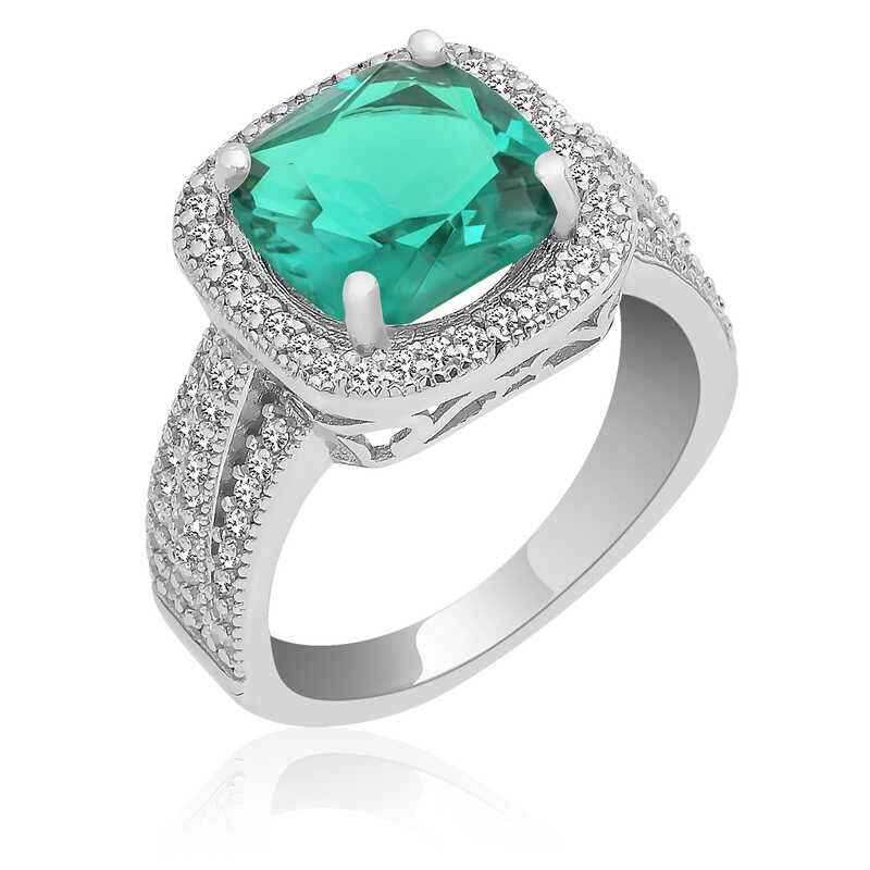 Turquoise Baguette Women's Silver Ring