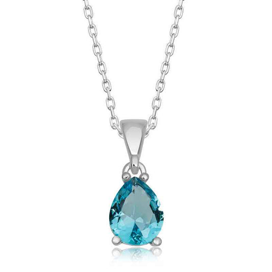 Turquoise Drop Stone Women's Silver Necklace