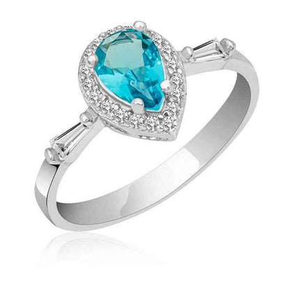 Turquoise Drop Stone Women's Silver Ring