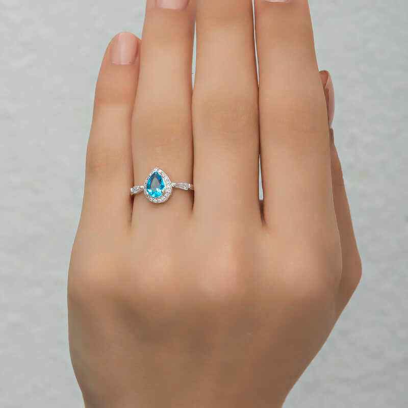 Turquoise Drop Stone Women's Silver Ring