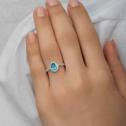 Turquoise Drop Stone Women's Silver Ring