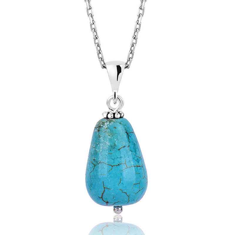Turquoise Natural Stone Women's Silver Necklace