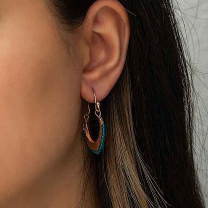 Turquoise Stone Bohemian Silver Earrings