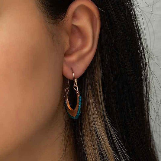 Turquoise Stone Bohemian Silver Earrings