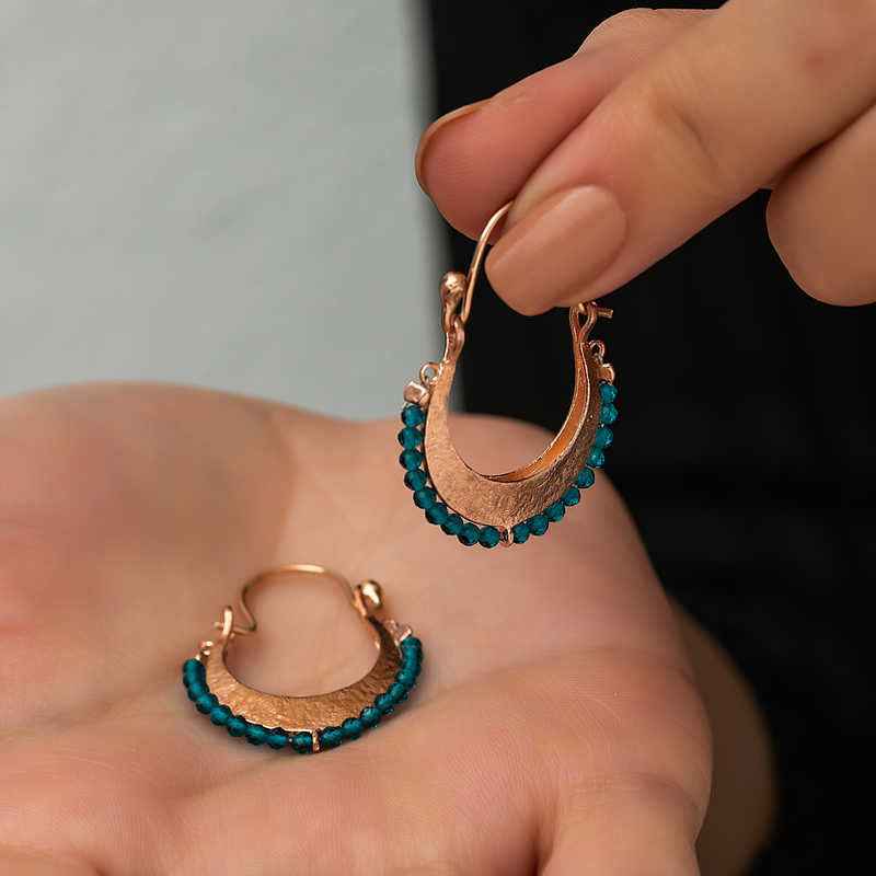 Turquoise Stone Bohemian Silver Earrings