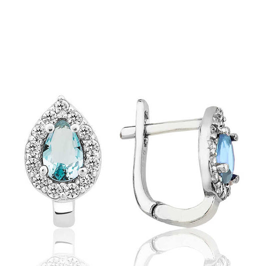 Boucle d'oreille goutte en argent pour femme avec pierre turquoise J