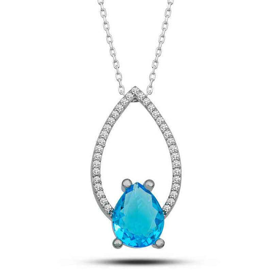 Turquoise Stone Drop Women's Silver Pendant