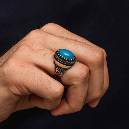 Turquoise Stone Men's Silver Ring
