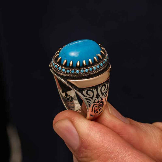Turquoise Stone Men's Silver Ring