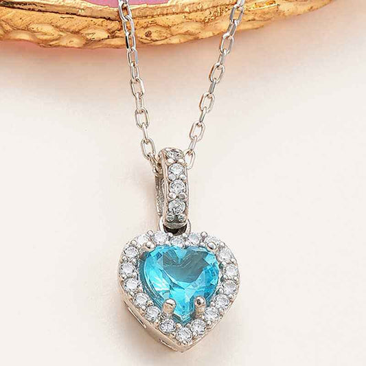 Turquoise Stone Heart Women's Silver Pendant