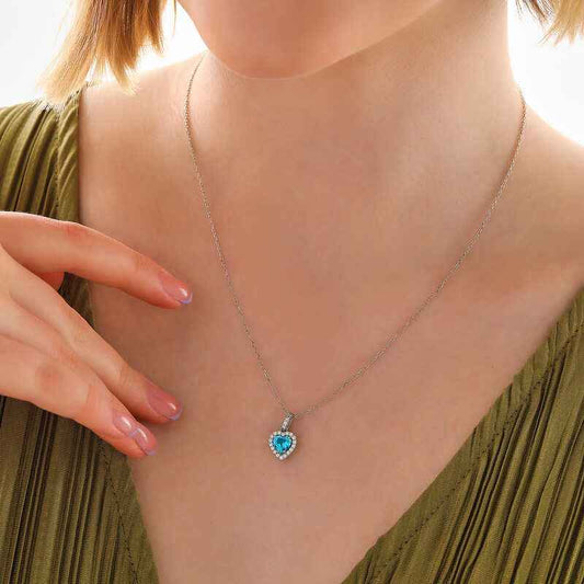 Turquoise Stone Heart Women's Silver Pendant