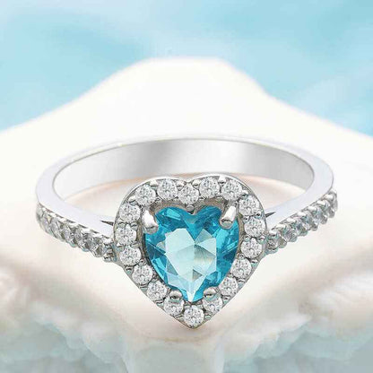Turquoise Stone Heart Women's Silver Ring
