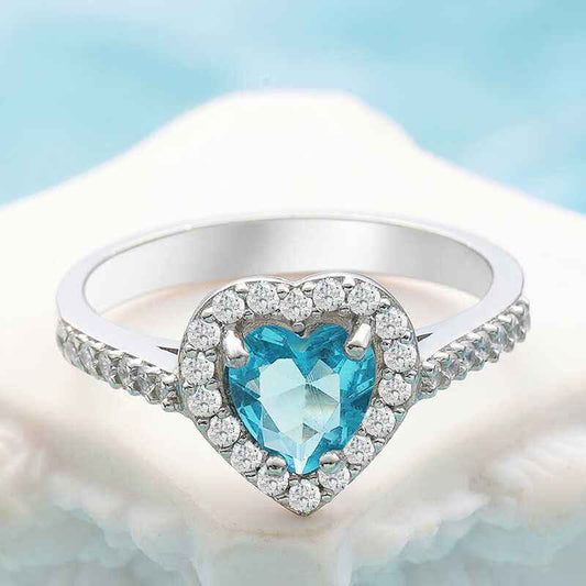 Turquoise Stone Heart Women's Silver Ring