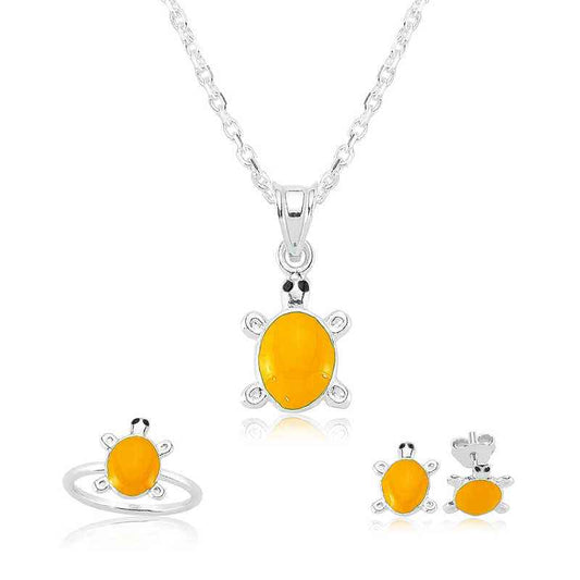 Orange Turtle Children's Silver Set