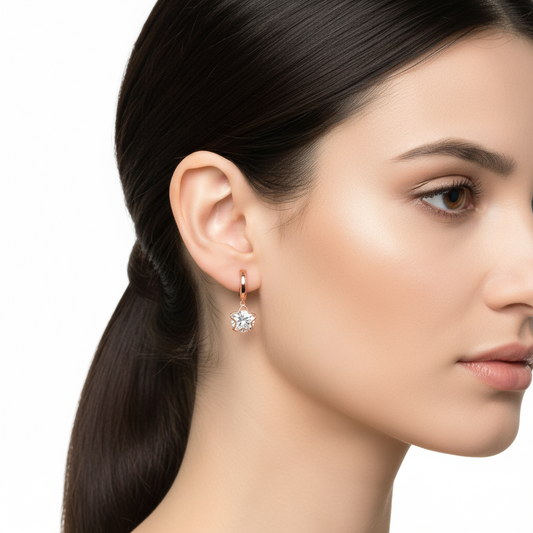 3D Flower Silver Earrings