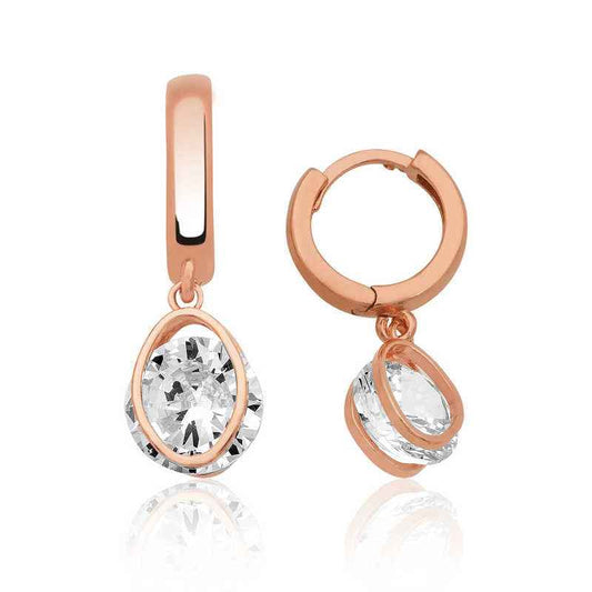 Three-Dimensional Oval Silver Earrings