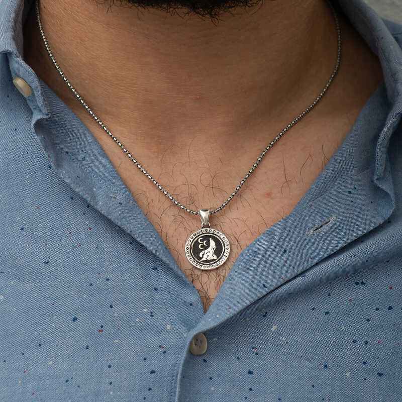 Three Crescent Wolf Silver Pendant