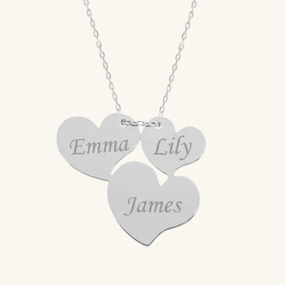 Three Heart Name Women's Silver Necklace