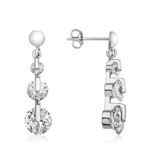 3 Stone Tria Stud Silver Earrings