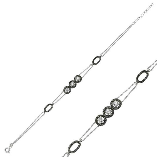 Three Stone Women's Silver Bracelet