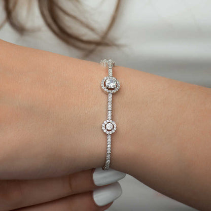Three Stone Channel Women's Silver Bracelet