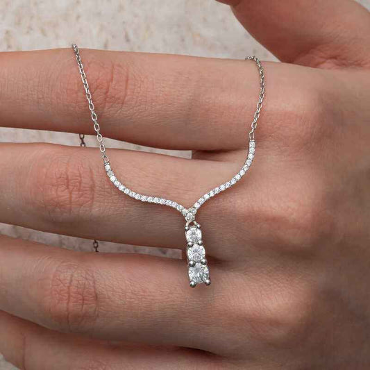 Three Stone V Model Women's Silver Pendant