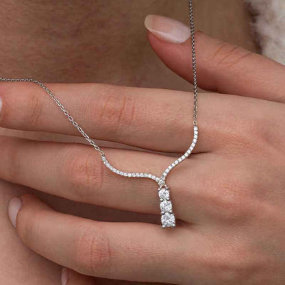 Three Stone V Model Women's Silver Pendant