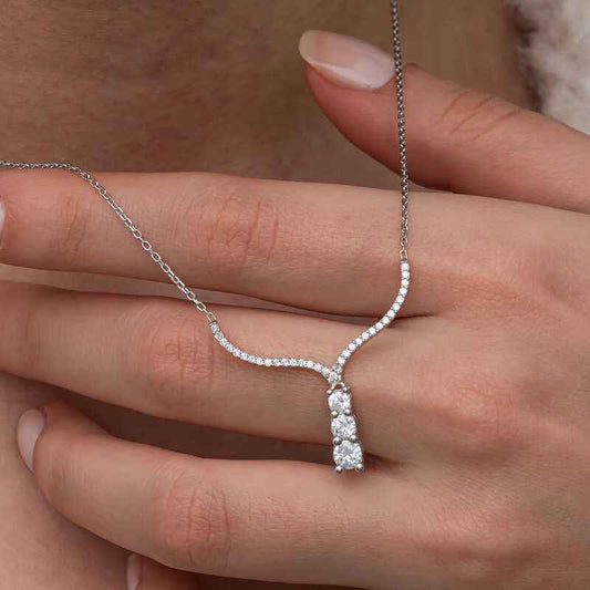 Three Stone V Model Women's Silver Pendant