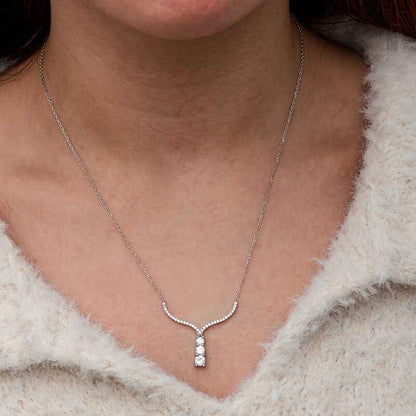 Three Stone V Model Women's Silver Pendant