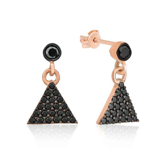 Triangular Women's Rose Gold Plated Silver Earrings