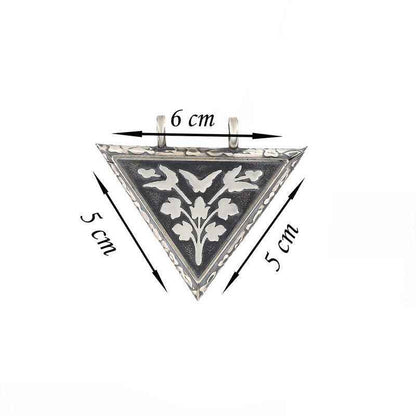 Silver Triangular Openable Flower Locket Necklace