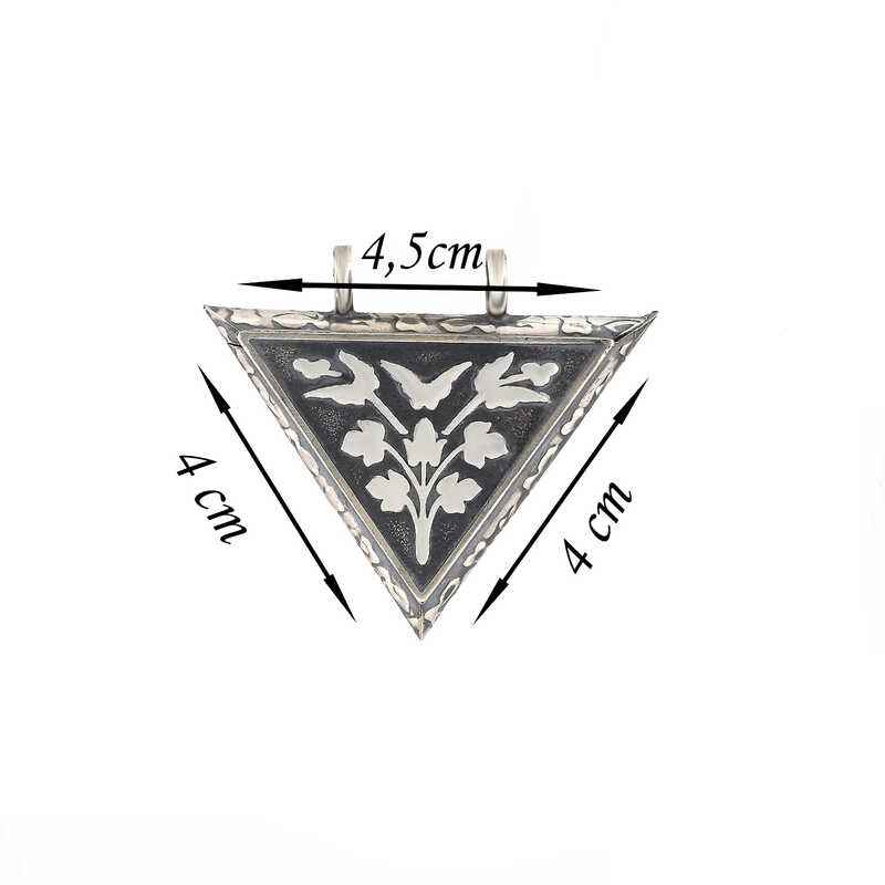 Silver Triangular Openable Flower Locket Necklace
