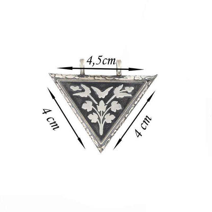 Silver Triangular Openable Flower Locket Necklace
