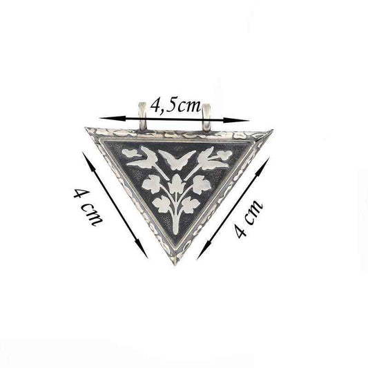 Silver Triangular Openable Flower Locket Necklace