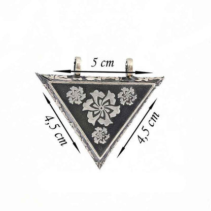 Triangular Openable Flower Locket Silver Necklace