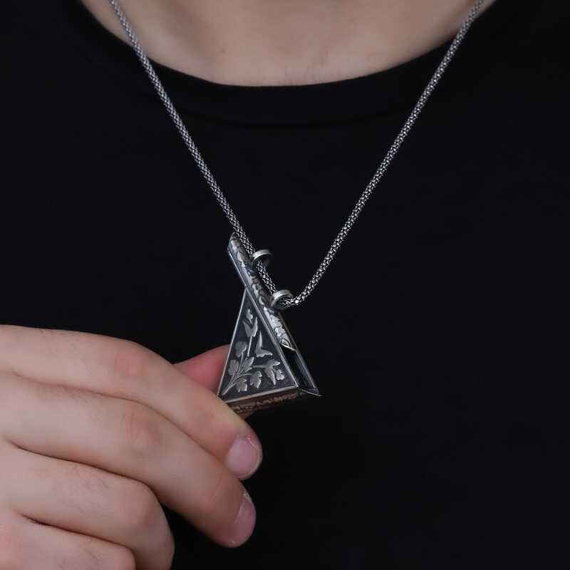 Triangular Openable Flower Locket Silver Necklace