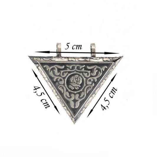 Rose Triangle Openable Locket Silver Necklace