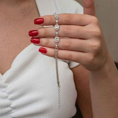 Triple Baguette Stone Women's Silver Bracelet