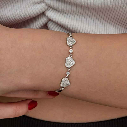 Triple Heart Women's Silver Bracelet