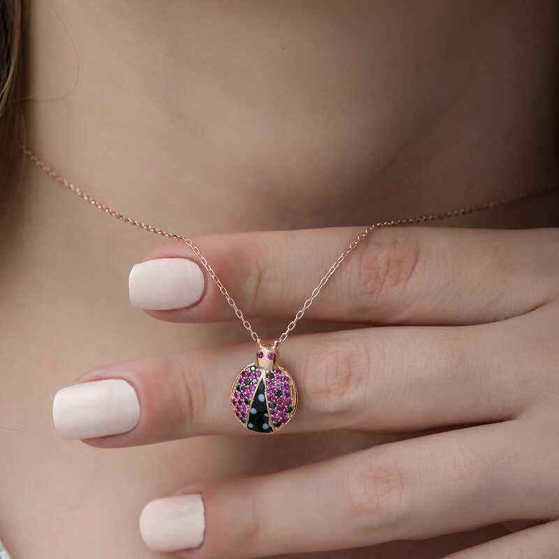 Ladybug Women's Silver Necklace