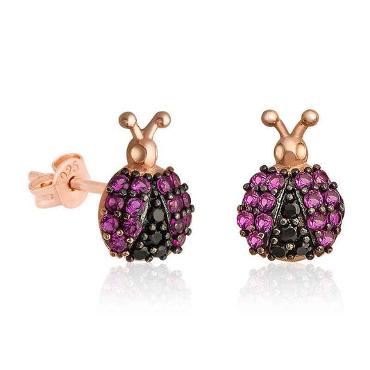 Ladybug Silver Earrings