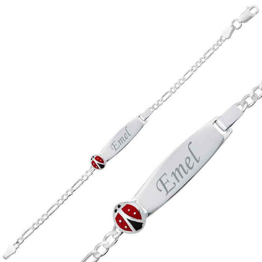 Ladybug Plaque Children's Silver Bracelet