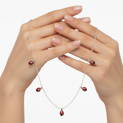 Marienkäfer Glück Damen Silber Halskette