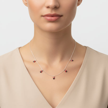 Marienkäfer Glück Damen Silber Halskette