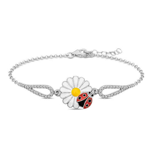 Ladybug Daisy Silver Bracelet